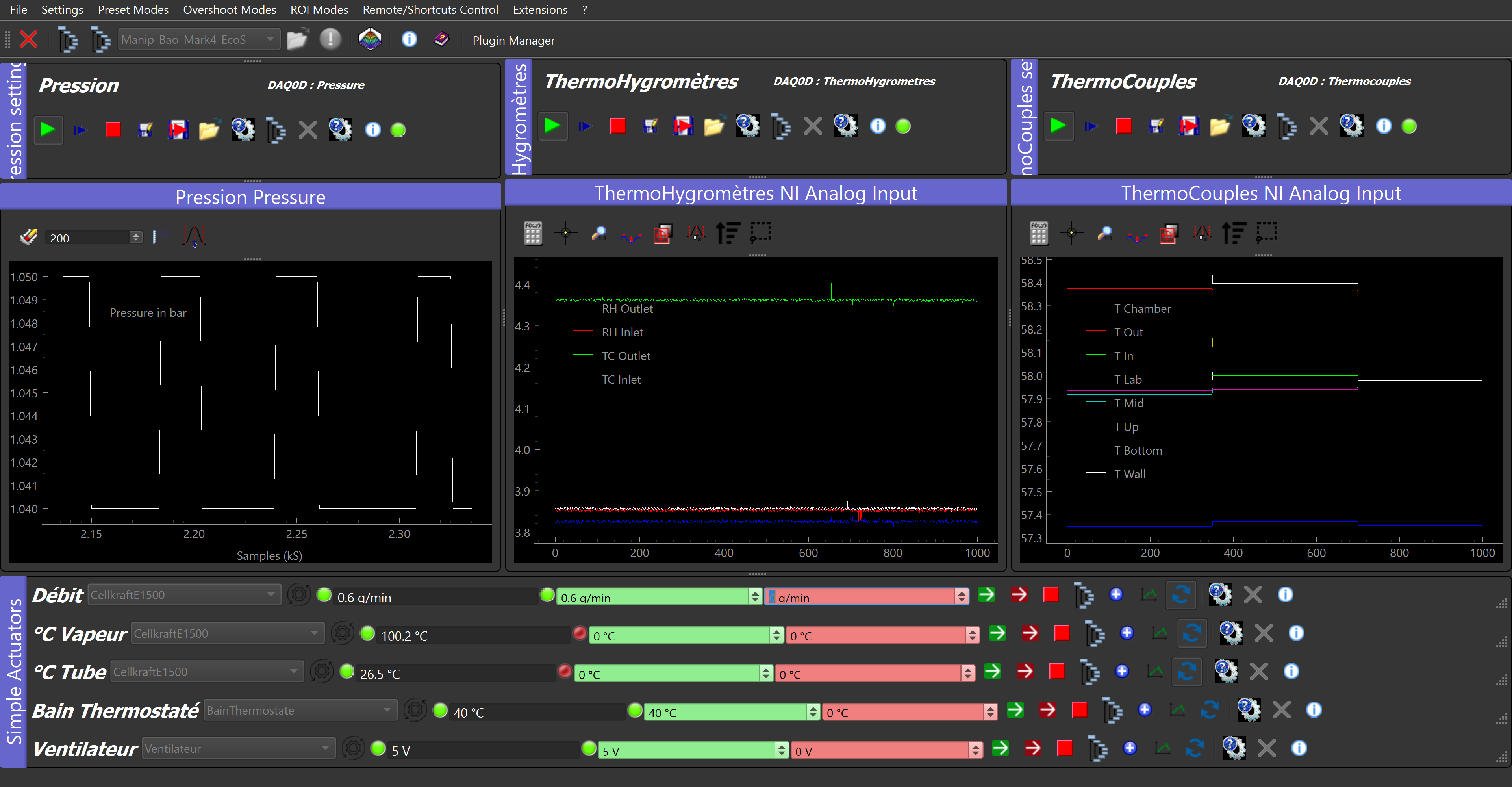 Capture de l'interface IHM Pymodaq
