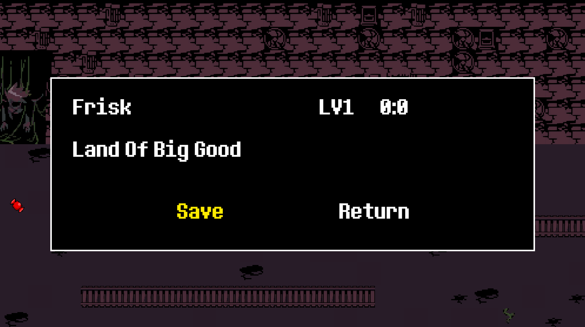 Menu de sauvegarde en interagissant avec l'étoile
